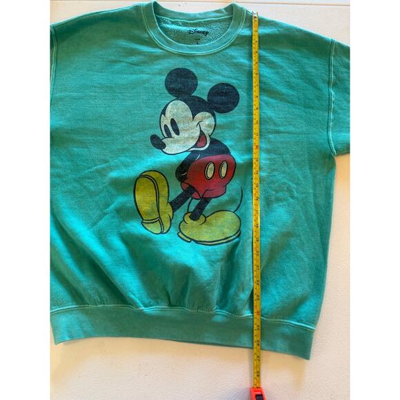 Disney Mickey Mouse Sweatshirt Teal Green Graphic Classic Pullover Size L - Picture 5 of 5